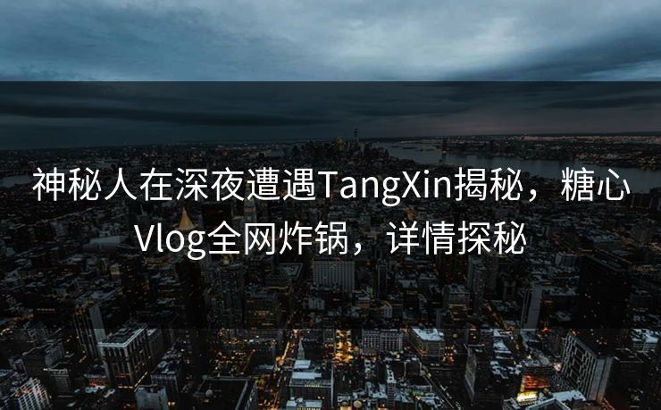 神秘人在深夜遭遇TangXin揭秘，糖心Vlog全网炸锅，详情探秘