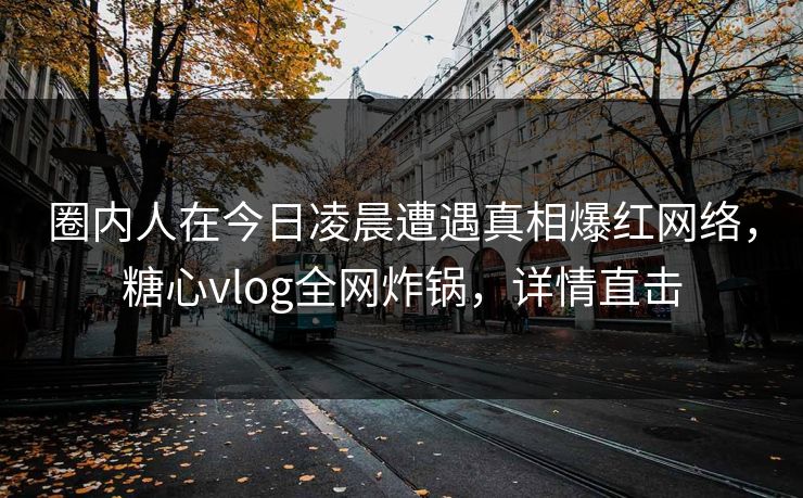 圈内人在今日凌晨遭遇真相爆红网络，糖心vlog全网炸锅，详情直击