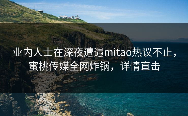 业内人士在深夜遭遇mitao热议不止，蜜桃传媒全网炸锅，详情直击