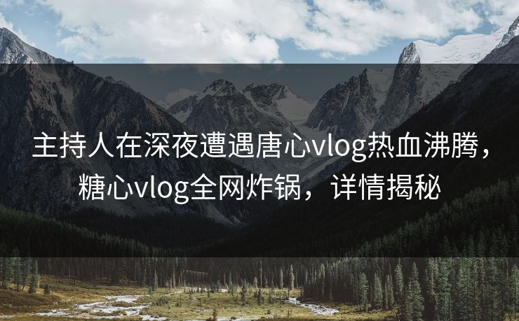 主持人在深夜遭遇唐心vlog热血沸腾，糖心vlog全网炸锅，详情揭秘
