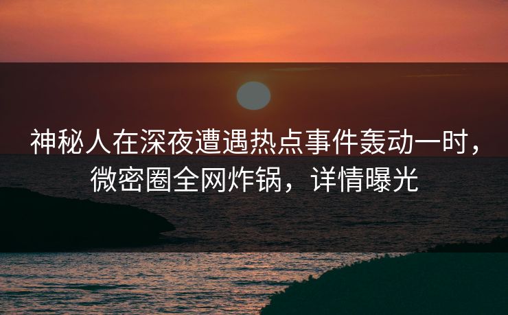 神秘人在深夜遭遇热点事件轰动一时，微密圈全网炸锅，详情曝光